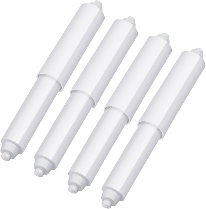 Shappy 4 Pcs Universal Toilet Paper Holder Replacement Rod Spring Loaded Plastic Retractable Paper Replacement Rod Toilet Tissue Roll Holder Insert for Bathroom Home Fixture Accessories(White)