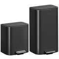 mVm 8 Gallon Trash Can Set, Tall and Small Black Trash Can 13 Gal Set, Smooth Edge Garbage Bin for Home Office (Black)