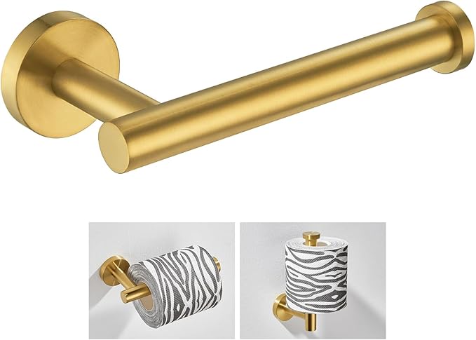 Toilet Paper Holder Brushed Dark Gold, Angle Simple SUS304 Stainless Steel Bathroom Paper Roll Holder Hanger, Lavatory Tissue Dispenser Wall Mount