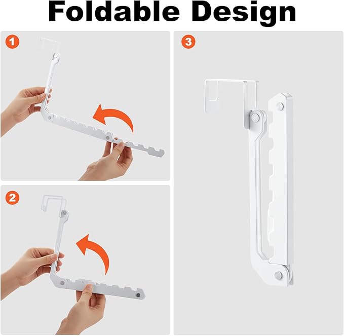 Over The Door Hooks Hangers, 1 Pack Extend Foldable Over The Door Drying Rack for Laundry, Overdoor Hanger Hook with 6 Groves + 5 Ertra Groves for Towel, Coat, White
