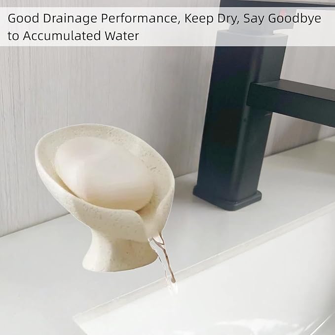 Bar Soap Holder, Soap Dish for Shower, Self Draining Soap Dish,Travertine Style Soap Holder, Used for Sinks, Bathrooms, Showers,Kitchens (White Limestone)