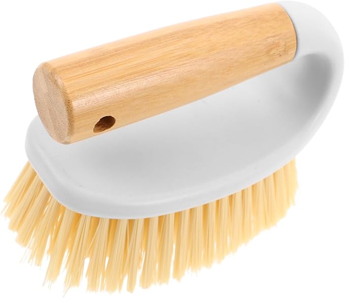 GANAZONO Multi-Function Hard Scrubbing Brush with Wood Handle for Bathroom Kitchen Tile and Floor Crevices Portable Compact Cleaning Tool for Narrow Spaces and Grout Lines