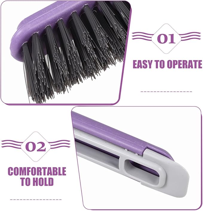 GARVALON 2pcs Rotating Crevice Cleaning Brush Set with Hard Bristles for Bathroom and Kitchen Grout Scrubbing, Household Small Space Cleaning Tool for Tiles and Floor Cracks Random Color