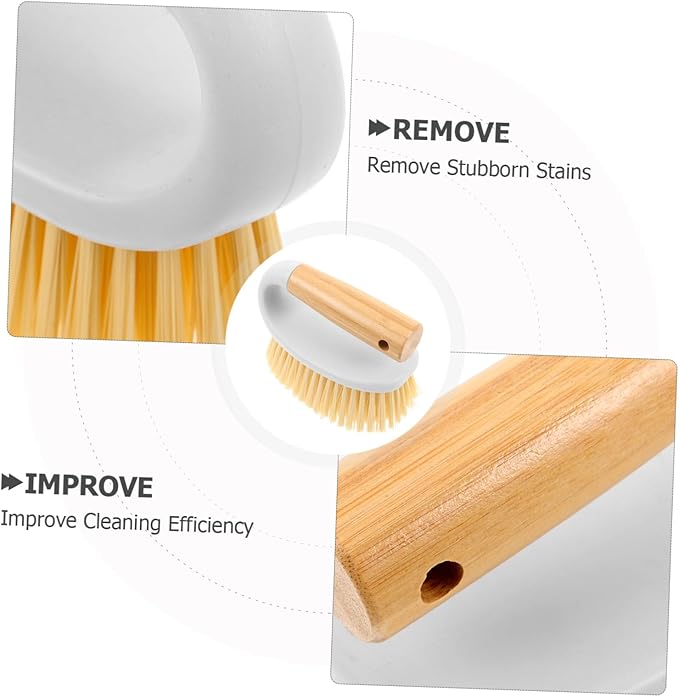 Heavy-Duty Bathroom Scrubber with Wooden Handle Multi-Function Crevice Brush for Grout and Tile Cleaning Stiff Bristles for Shower Floors Kitchen and Bathroom Deep Cleaning