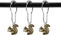 ZILucky12 Pcs Squirrel Shower Curtain Hooks, Stainless Steel Rustproof, Shower Curtain Rings, Minimalist Modern Decorative Design (Bronze-Squirrel)