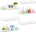 Yieach 6 Pack Shower Shelf for Inside Shower - No Drill Bathroom Adhesive Shower Shelves,Large 15" Clear Wall Mount Bath Organizer,Floating Clear Bathroom Shelves for Makeup,Perfume,Shampoo Holder