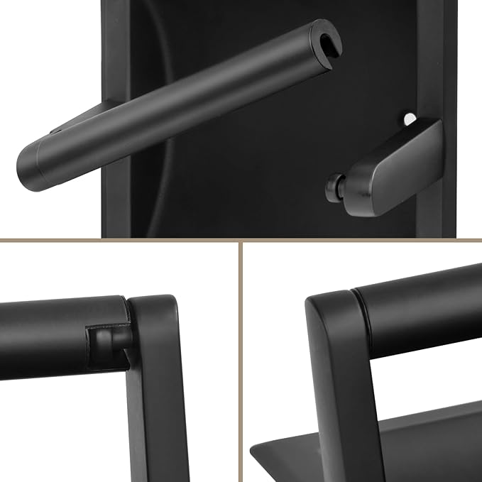 Recessed Toilet Paper Holder for Large Rolls, Pivoting Stainless Steel in Wall Toilet Paper Holder, Wall Mounted Bathroom Tissue Roll Dispenser with Modern Matte Black Finish