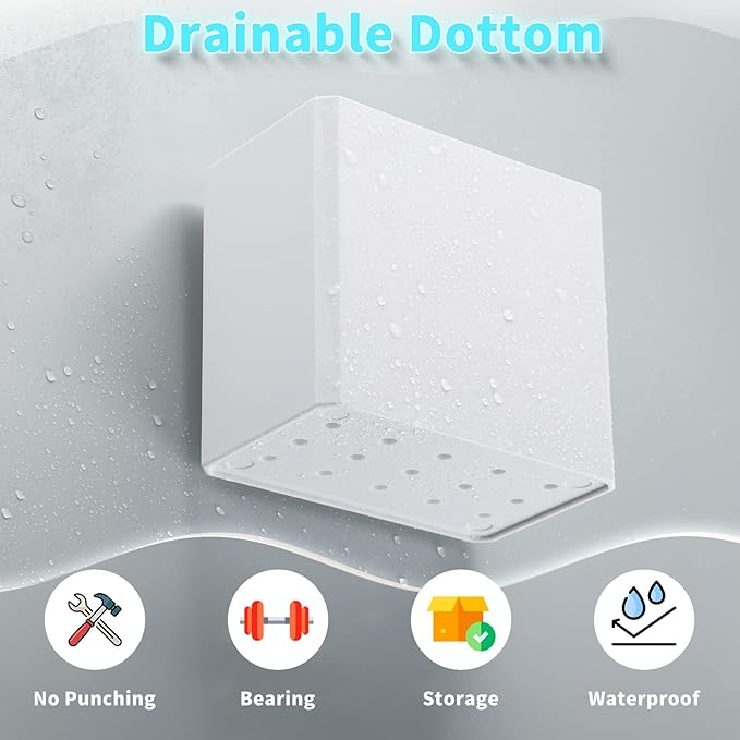 Suclain 2 Pcs Wall Mounted Organizer Non-Drilling Adhesive Floating Shelf White Wall Bin Organizer Hanging Storage Containers for Bedroom Bathroom Kitchen Office