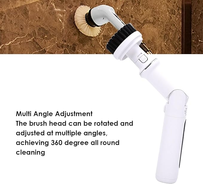 Aramox Electric Spins Scrubber, Scrubber Brush 3 Speed with 8 Replacement Heads Wet Dry Cleaning Brush for Kitchen Bathroom