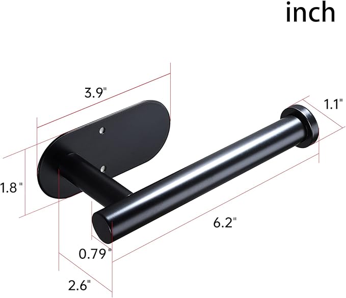 YIGII Adhesive Toilet Paper Holder - Self Adhesive Black Toilet Paper Roll Holder Wall Mount for Bathroom and Kitchen, SUS-304 Stainless Steel