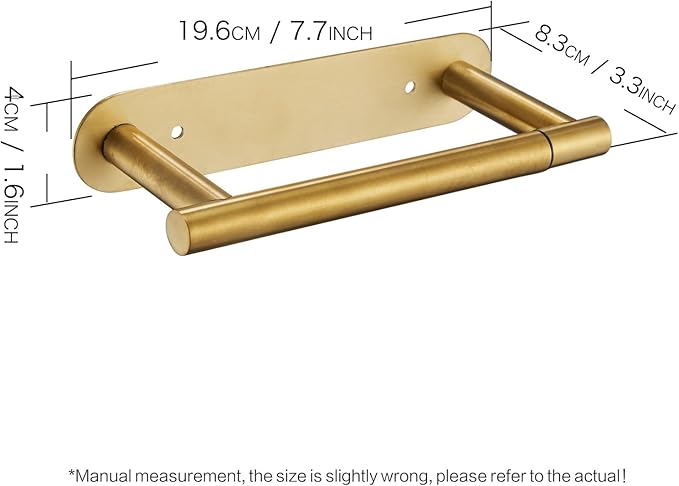 Removable Toilet Paper Holder Bathroom Roll Holder Non-Punch Installation (Brushed Gold)