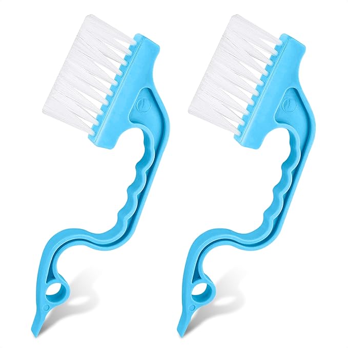2 Pcs Crevice Cleaning Brush - Sliding Window Track & Gap Brush - Hard Bristle Dust Remover for Bathroom & Kitchen