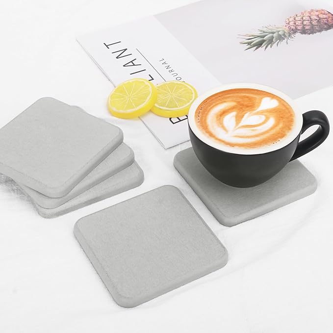 40 Pack 4" Square Diatomaceous Earth Coaster, Versatile Water Absorbent Diatomite Coaster, Premium Water Absorbing Bath Stone Mat for Modern Home by KUKLIPJIM