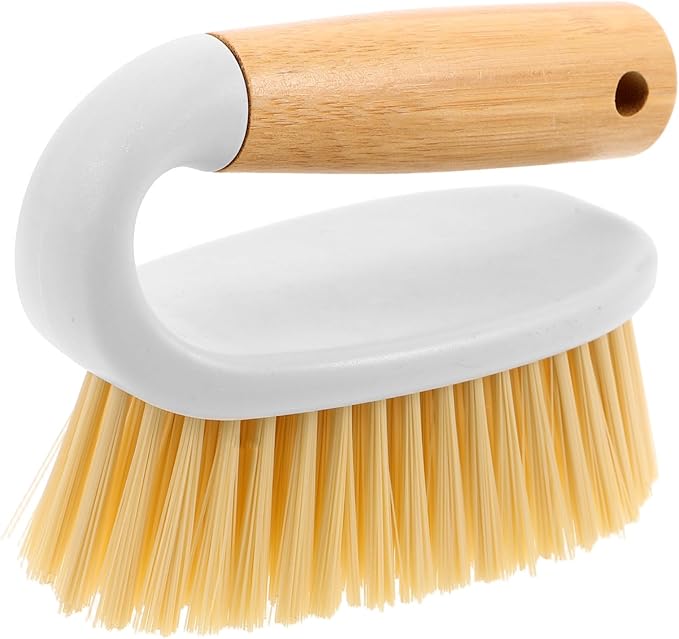 Wooden Handle Scrub Brush for Tile Grout and Floor Cleaning Stiff Bristle Utility Hand Brush for Bathroom Kitchen and Household Use Lightweight and Ergonomic Design for Tight