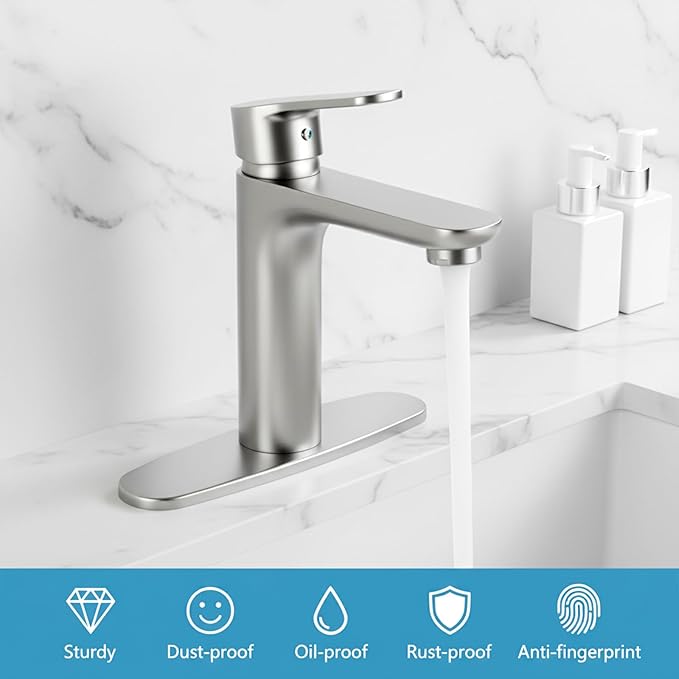 Kitchen Sink Hole Cover Sink Faucet Hole Cover Stainless Steel Deck Plate Escutcheon Plumbing Covers Plates 1 or 3 Holes Long Rectangle Covers Plates 9.5" Deck Plate Kitchen Faucet or Bathroom