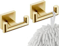 KOKOSIRI Robe Hooks Bathroom Double Towel Coat Hook for Bath Kitchen Wall Mounted, 2 Pack Brushed Gold Stainless Steel B1015BG-P2