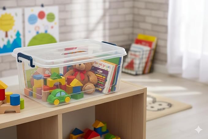 Tribello Clear Storage Bins with Lids, 6-Pack Stackable Plastic Storage Containers for Home Organization – Totes for Closet and Underbed Storage, 21 Quarts