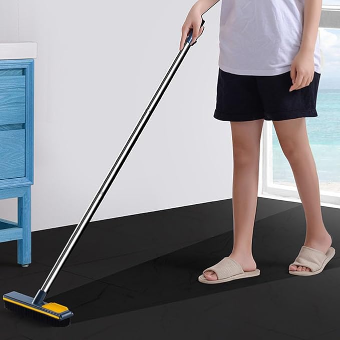 Floor Scrub Brush with Telescopic Long Handle 2-in-1 Stiff Bristle Cleaning Scrub Brush for Bathroom and Kitchen Grout Blue Hard Bristle for Household Cleaning