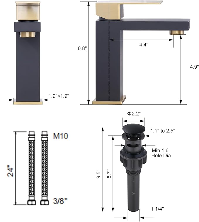 Black and Gold Bathroom Faucet ARCORA Black Gold Faucet for Bathroom Sink Modern Single Hole Bathroom Faucet with cUPC Supply Lines and Pop Up Drain