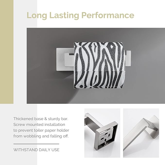 Toilet Paper Holder Brushed Nickel, Angle Simple SUS304 Stainless Steel Bathroom Tissue Holder, Open Arm Toilet Tissue Roll Hanger Wall Mount