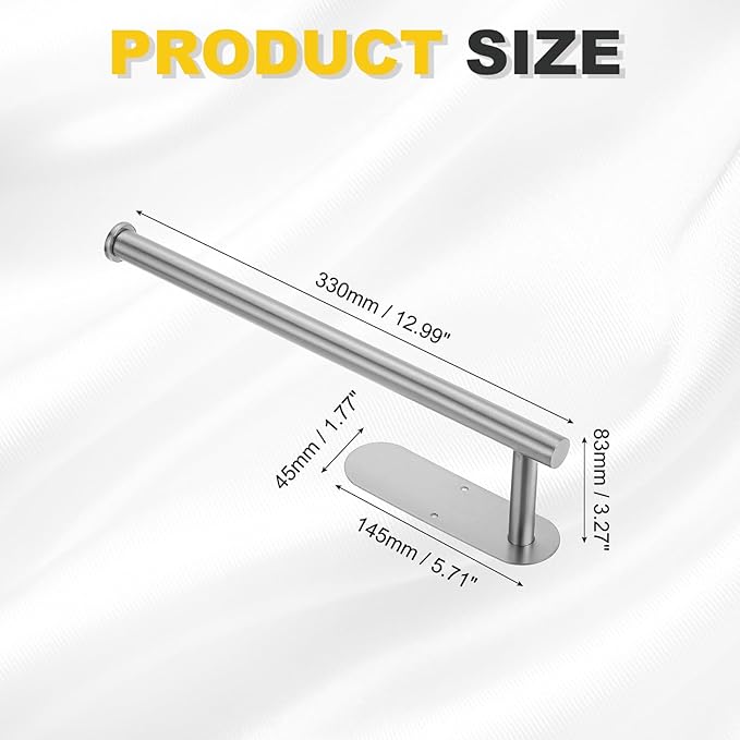 uxcell Toilet Paper Holder, Self-Adhesive 13" Stainless Steel Toilet Paper Roll Holder Rustproof Wall Mount Tissue Holders with Screws for Bathroom Washroom, Silver