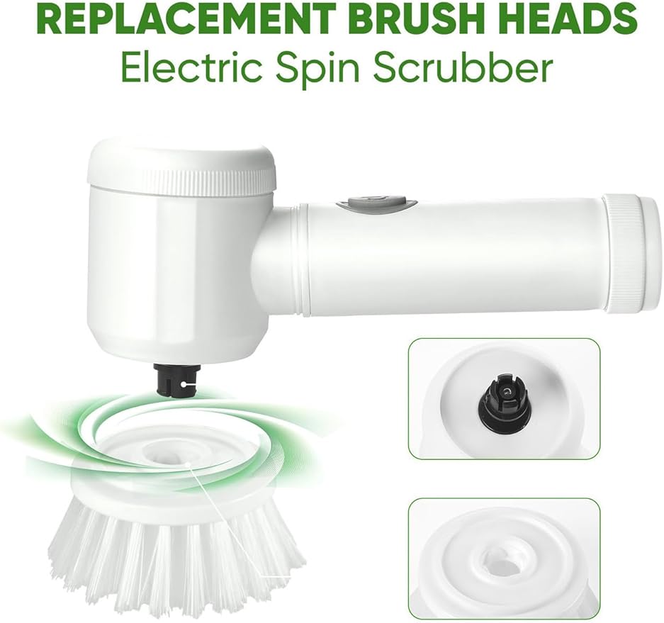 Electric Cleaning Brush Set with Replacement Heads, Handheld Power Scrubber for Kitchen, Bathroom, Shoes, Gray (White, 3 Replacement Brush Heads)