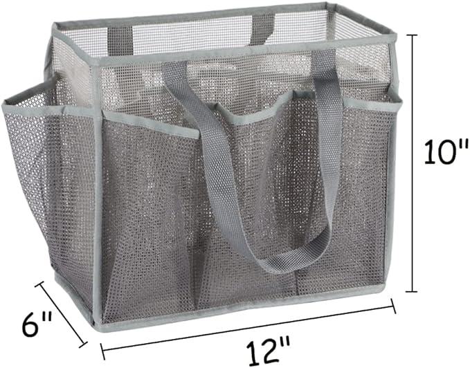 Jelier Mesh Shower Caddy with Separated Compartment,Collapsible Quick Dry Shower Bag for College Dorm,Camping,Beach Pool Bathroom (gray)