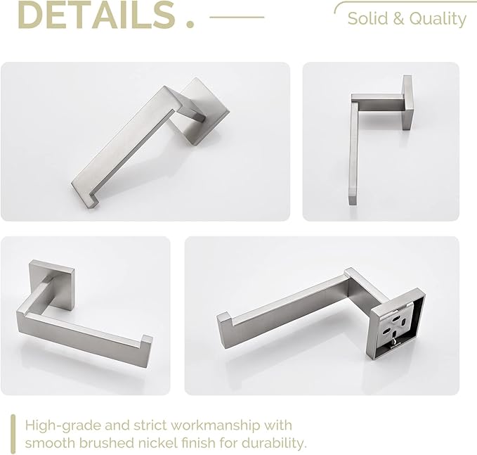 Toilet Paper Holder Brushed Nickel, Angle Simple SUS304 Stainless Steel Bathroom Tissue Holder, Open Arm Toilet Tissue Roll Hanger Wall Mount