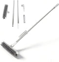 2 in 1 Floor Scrub Brush, Long Handle Grout Brush with 180 Degree Rotating Head and Stiff, for Cleaning Bathroom Kitchen Tile (While)