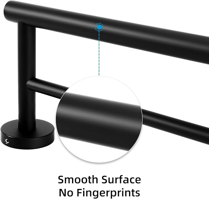 Bathroom Towel Bar, 16 Inch Towel Racks for Bathroom Wall Mounted, Heavy Duty Bathroom Towel Holder Organizer, Stainless Steel Home Towel Rod, Matte Black