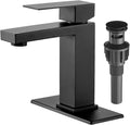 VOTON Bathroom Faucet Matte Black, Modern Single Handle Bathroom Faucets for 1 or 3 Hole Bathroom Sink Faucet Mixer Tap Washbasin Faucet with Deck, Pop-up Drain and Supply Hoses