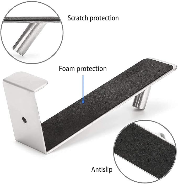 ARTOYS Over The Door Hooks (4 Pack) - Fits 1.75" Thick Doors - Heavy Duty 304 Stainless Steel - Holds 50Lbs per Hook - Silver - Single Door Hooks for Office, Bedroom