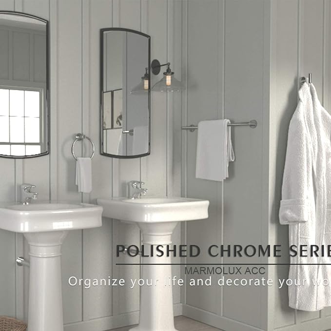 MARMOLUX ACC Bathroom Hardware Set Towel Racks 4 Pieces Hand Towel Ring Holder-Toilet Paper Holder-Towel Hook-Towel Bar Heavy Duty Wall Mount Bathroom Accessories SUS 304 Stainless Steel Mirror Finish