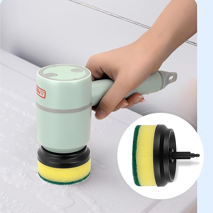 The Dish Buddy, Dish Buddy Electric, Dish Buddy Electric Spin Scrubber, 360° Rotating Multifunctional Cordless Electric Cleaning Brush, with 3 Replaceable Brush Heads, for Kitchen Bathroom (Green)