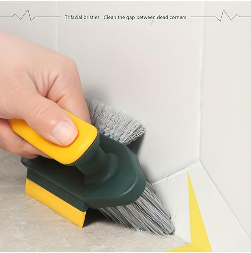 3 Pcs Versatile Stiff Bristle Crevice Cleaning Brush Tool for Kitchen Bathroom Window Tracks 2 in 1 Handheld Deep Grout Scrubber for Tile Joints Sliding Door Slots No Dead Spots (Green)