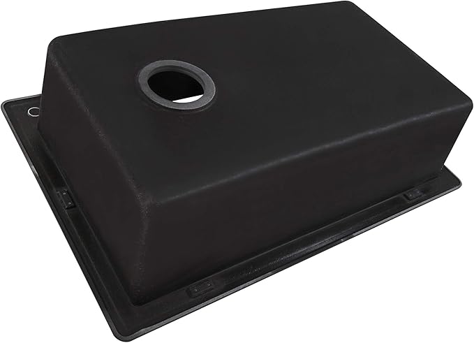 Ruvati 33 x 22 inch epiGranite Drop-in Topmount Granite Composite Quartz Single Bowl Kitchen Sink - Midnight Black - RVG1033BK