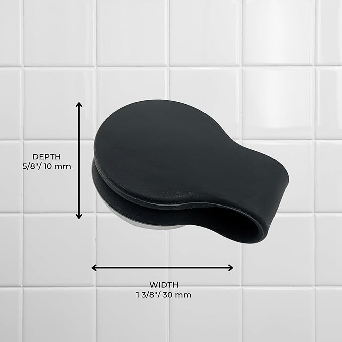 4 Pack Self Adhesive Shower Curtain Clips – Wall Mounted Clips Keep Curtain Closed and Contain Water Inside Shower – Easy Install Bathroom Splash Guards – Shower Accessories (Black)
