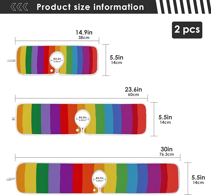 2 PCS Kitchen Sink Splash Guard 23.6 Inch Faucet Mat for Kitchen Sink Bathroom Sink Faucet Absorbing Drip Drain Mat Pad Microfiber Soft Washable Colorful Stripes