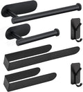 HUFEEOH Adhesive Bathroom Accessories Set, 6 Piece Bathroom Hardware Set Towel Racks for Bathroom Wall Mounted Black Towel Bar Set