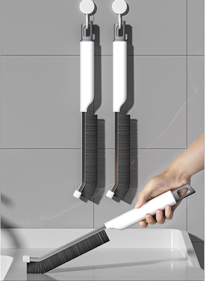 Heavy-Duty Angled Scrub Brush with Nonslip Grip for Tiles Grout Shower Corners & Hard-to-Reach Surfaces Bathroom Crevices Brush Long Handle