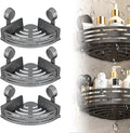 Triangle Suction Cup Corner Shelves, 2026 No Drilling Bathroom Storage Rack, Corner Shower Shelf Suction Cup Shower Caddy Corners Organizer Storage Rack Adhesive with Towel Bar (grey, three-layer)