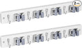 2 Pack Mop Broom Holder Wall Mount - White Wood Broom Mop Hanger - Wall Mounted Garden Tool Rack Organizer for Closet Garage Laundry Room, 4 Slots & 4 Hooks