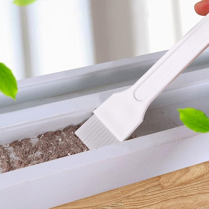 MXY 7 Piece Window and Sliding Door Track Cleaning Brushes Set, Hand-held Groove Gap Cleaning Tools, Grout Clean Brush Scraper, 2-in-1 Multipurpose Corner Keyboard Slot Broom with Dustpan