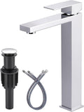 ARCORA Vessel Sink Faucet Chrome: Single Handle Tall Bathroom Faucet, Single Hole Lavatory Vanity Mixer Bar Tap with Pop Up Drain and Faucet Supply Lines