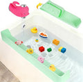 31-Ft Tub Kids Toy Tray Silicone Bathtub Splash Guard with 11 Suction Cups Holder,Soft Silicone Splash Guard for Easy Clean & Fold, Universal for Tub, Bathroom Sink, Kitchen Sink（green）
