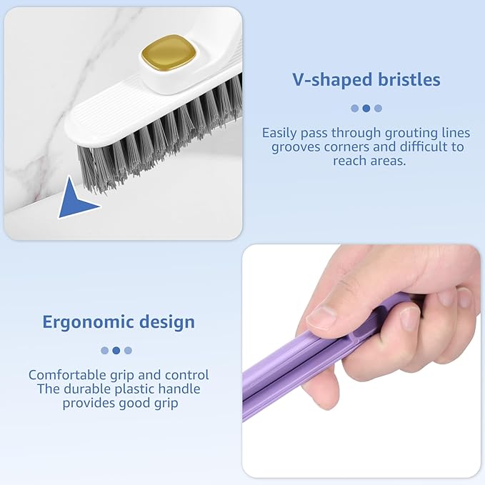 3Pcs Rotating Crevice Cleaning Brush with 5 Rags Multifunctional Gap Cleaning Brush Small Scrub Brush for Cleaning Sink Scrub Brush Bathroom Kitchen Edge Corner Window Track Cleaning Brush
