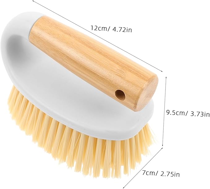 GANAZONO Multi-Function Hard Scrubbing Brush with Wood Handle for Bathroom Kitchen Tile and Floor Crevices Portable Compact Cleaning Tool for Narrow Spaces and Grout Lines