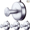 DGYB Suction Cup Hooks Set of 4 Brushed Nickel Towel Hooks for Bathrooms Waterproof Stainless Shower Hooks for Inside Shower 15 Lb Bathroom Hooks for Towels