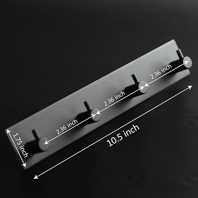 Self Adhesive Towel Hooks for Bathrooms Black Stick on Wall Hooks Bath Adhesive Towel Hanger Peel and Stick Matte Black Shower Hooks for Wall Adhesive Coat Hook for Wall Mount 4 Hooks