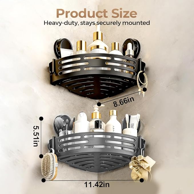 Triangle Suction Cup Corner Shelves, 2026 No Drilling Bathroom Storage Rack, Corner Shower Shelf Suction Cup Shower Caddy Corners Organizer Storage Rack Adhesive with Towel Bar (grey, single-layer)